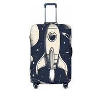 Rocket in Space - Funda elástica para maleta, lavable, ligera, a la moda (S-XL), Black, L