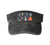 Rocket in Space - Gorra de béisbol lavada para actividades al aire libre, vintage, clásica, a la moda, para deportes, Negro, Talla única