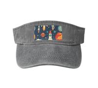 Rocket in Space - Gorra de béisbol lavada para actividades al aire libre, vintage, clásica, a la moda, para deportes, gris, Talla única