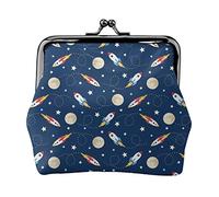Rocket In Space Print Monedero pequeño Kiss-Lock Bolsa de Cuero Cambiar Billetera Regalos para Hombres Mujeres