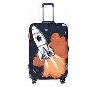 Rocket in Space - Protector de tapa de equipaje con estampado de cohete en el espacio, tapa elástica para equipaje de viaje, resistente a los arañazos, Black, L