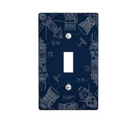 Rocket - Placa de cubierta para interruptor de luz, motor satélite futurista industrial, sin plástico azul marino, tamaño estándar, cubierta de interruptor de luz para nuevo apartamento, hogar