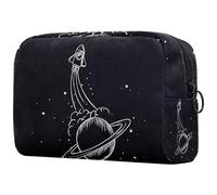 Rocket Planet Draw - Bolsa de cosméticos para mujer, bolsa organizadora de maquillaje grande con cremallera, multicolor, 18.5x7.5x13cm/7.3x3x5.1in, Neceser