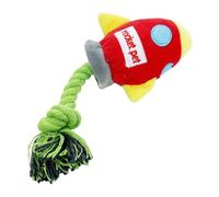 Rocket Shaped Squeaky Dog Toy | Puppy Rope Toy with Squeaker | Chew Resistant Rope Toy | Small Breed Dog Rope Toy | Squeaky Interactive Dog Toy | Fun Design For Your Furry Friend