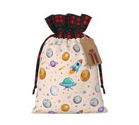 Rocket Ship & Planets - Bolsas de cordón con estampado de naves y planetas, bolsa de bocadillos de caramelos, bolsas reutilizables para envolver y almacenar, talla M