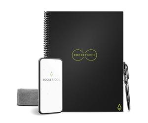 Rocketbook Core Cuaderno Inteligente Reutilizable, Conectado Digitalmente con Bolígrafo, Paño y Aplicación, Cuadrícula de Puntos, Negro, Tamaño A4 21 cm x 29,7 cm, 32 Páginas