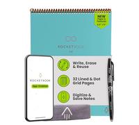 Rocketbook Flip - Bloc de notas inteligente reutilizable, encuadernado en la parte superior, tamaño carta, 8.5 x 11, color verde azulado, páginas rayadas y punteadas, conectado a la aplicación
