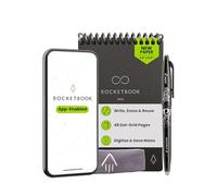 Rocketbook Mini bloc de notas inteligente reutilizable, cuaderno de tamaño de bolsillo de 3.5 x 5.5 pulgadas, color negro, páginas punteadas, conectado a la aplicación, borrable, ideal para tomar