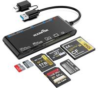 Rocketek Lector Tarjetas SD USB 3.0 White 7 IN 1 SD Card Reader 5Gbps Read Write Simultaneous for SD SDXC SDHC CF CF CFI TF XD Micro SD Micro SDXC Micro SDHC MS MMC UHS-I Card for Windows Mac Linux