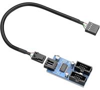 ROCKETEK Placa base USB 2.0 9pin Header 1 a 2 extensión Hub Splitter Adapter - Convertidor MB USB 2.0 Hembra a 2 Hembra - 30CM Cable USB 9-pin Cable Interno 9 pines Conector Adaptador NEW