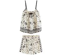 Rockett St George Pijama de pantalón corto ecru / negro 4XS ecru / negro