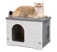 Rockever Plastic Cat House al aire libre con puerta de escape impermeable a la casa de gato salvaje de gato al aire libre casa de gato resistente par