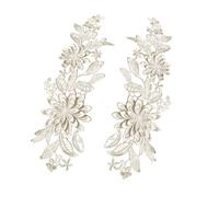 rockible 2 uds Apliques de Encaje Bordado de Flores Apliques Bordados Florales Parches Adornos de Tela de Encaje para Vestido, champán