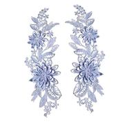 rockible 2 uds Apliques de Encaje Bordado de Flores Apliques Bordados Florales Parches Adornos de Tela de Encaje para Vestido, Azul