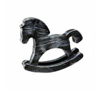 rockible Caballo Balancín Figura Caballo Balancín Estatua Caballo Mecedora Ornamento Caballo Decorativo en Madera Maciza Pintado a Mano con Textura Envejecida, Negro