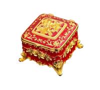 rockible Caja de joyería cuadrada, caja de recuerdos, caja de tesoro pequeña Retro creativa, caja de baratija pequeña, caja de almacenamiento de Metal para, Rojo