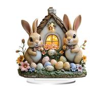 rockible Decoración de Mesa de Conejo de Acrílico, Letrero Plano, Decoración Atractiva de Pascua, Adorno de Escritorio de Pascua para Estante de Exhibición, Es