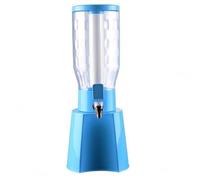 rockible Dispensador de Cerveza Torre Barril Grifo Iluminado Acrílico con Depósito Vertical Claro Tapa Combinada Base Cónica Facetada Frontal Que Facilita el, Azul, Azul Cielo, 3L