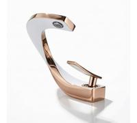 rockible Grifo de Baño Mezcladora Monomando Lavabo Cuerpo de Cobre y Cerámica para Durabilidad Control de Agua con Caudal Suave sin Salpicaduras Instalación en, Blanco Con Incrustaciones De Oro Rosa