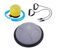 rockible Pelota de Equilibrio semicircular con Bandas de Resistencia y Bomba, Base Antideslizante, para Entrenamiento de Core, Baile, hogar y Entrenamiento, Gris