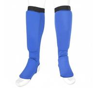 rockible Protector de Pierna de Karate Espinillera Canillera Empeinera Tobillera con Acolchado Grueso y Ajuste Cómodo Continua Entre Espinilla y Pie, Azul, M