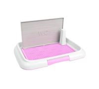 rockible Rejillas de Malla para Inodoro para Perros, Inodoro de Entrenamiento de Mascotas con Pared de protección y Poste extraíble, Orinal para Perro, Soporte, Rosa