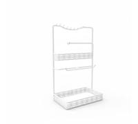 rockible Soporte para Joyas Organizador Expositor Joyería Porta Pendientes Porta Collares con Múltiples Niveles y Antienredo Bandeja para Broches O Cosméticos, Blanco