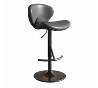 rockible Taburete Mostrador con Respaldo Diseño Morno Silla Mostrador Altura Ajustable Mueble, Gris, Asiento Gris con Patas Negras Y Base Grande De 41.5CM