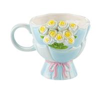 rockible Taza de cerámica con asa de 360 ml, ideal como regalo de cumpleaños, con diseño en relieve, ideal para amantes del café, leche y el té, Azul