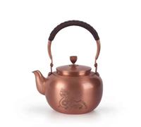 rockible Tetera con Cobre Asa Entrelazada Artesanal Tetera Cobre Grabado Elegante Hervidor para Cocina, Lujo Ligero, Retro, Con Grabado De Atraer Riqueza Y Tesoros