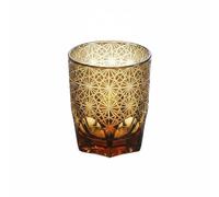 rockible Vaso para Bebidas Vaso de Whisky Copa de Cóctel Tumbler de Cristal con Japoneses Grabados Efecto Visual Hipnótico de Colores Degradados Adecuado para, Ámbar+Negro+Daisy