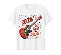Rockin' 50 Days of School Guitarra Música Diversión Camiseta