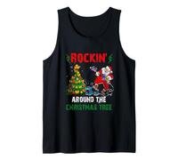 Rockin Alrededor del Árbol De Navidad Divertido Rocker Santa Música Camiseta sin Mangas