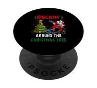 Rockin Alrededor del Árbol De Navidad Divertido Rocker Santa Música PopSockets PopGrip Adhesivo