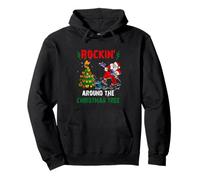 Rockin Alrededor del Árbol De Navidad Divertido Rocker Santa Música Sudadera con Capucha