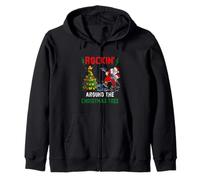 Rockin Alrededor del Árbol De Navidad Divertido Rocker Santa Música Sudadera con Capucha