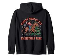 Rockin' Around The Christmas Tree Cowgirl Santa Monta a Caballo Sudadera con Capucha