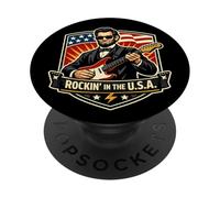 Rockin In The USA President Guitar Día de la Independencia Americana PopSockets PopGrip Adhesivo