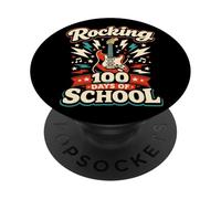 Rocking 100th Days of School Guitarra Música Amante Profesor Niños PopSockets PopGrip Adhesivo