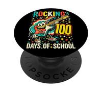 Rocking 100th Days of School Guitarra Música Amante Profesor Niños PopSockets PopGrip Adhesivo