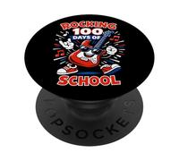 Rocking 100th Days of School Guitarra Música Amante Profesor Niños PopSockets PopGrip Adhesivo