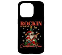 Rocking Around The Christmas Tree Santa Rock and Roll Guitarra Carcasa para iPhone 15 Pro