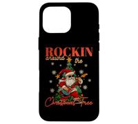 Rocking Around The Christmas Tree Santa Rock and Roll Guitarra Carcasa para iPhone 16 Pro MAX