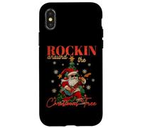 Rocking Around The Christmas Tree Santa Rock and Roll Guitarra Carcasa para iPhone X/XS