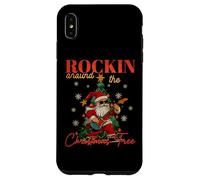 Rocking Around The Christmas Tree Santa Rock and Roll Guitarra Carcasa para iPhone XS MAX