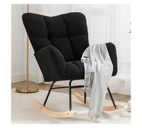 Rocking Chair Upholstered Glider Rocking Chair with High Back Armchair for Living Room Bedroom Office Black