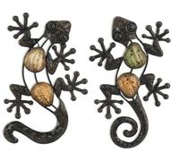 ROCKING GIFTS Adorno de Pared x2 Lagartos, Metal, 15 cm, decoración de Pared, jardín al Aire Libre, Figura de Lagartos, decoración de Metal, Colgante, para Patio o Valla, Terraza, Exterior