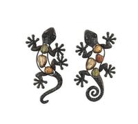 ROCKING GIFTS Adorno de Pared x2 Lagartos, Metal, 22 cm, decoración de Pared, jardín al Aire Libre, Figura de Lagartos, decoración de Metal, Colgante, para Patio o Valla, Terraza, Exterior