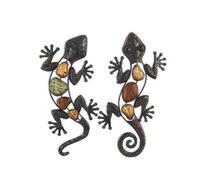 ROCKING GIFTS Adorno de Pared x2 Lagartos, Metal, 30 cm, decoración de Pared, jardín al Aire Libre, Figura de Lagartos, decoración de Metal, Colgante, para Patio o Valla, Sala de Estar, baño