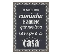 ROCKING GIFTS Adorno Decorativo Placa para Colgar Pared Camino a Casa Hogar, Mensaje en Portugués, Cuadro Mural Decoración Vintage Retro, 33 cm